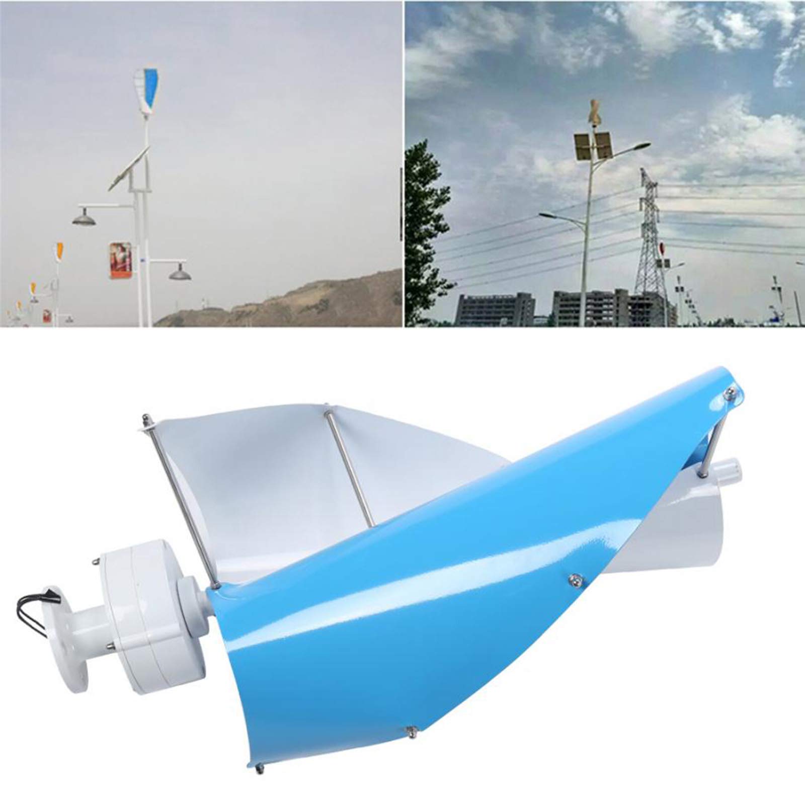 Generatore Di Turbina Eolica Da 6000W 9000W con Albero Verticale A Spirale, Kit Di Mulino A Vento Medio, Generatore Di Energia Eolica Da 12V 24V 48V per Lampioni Stradali Esterni