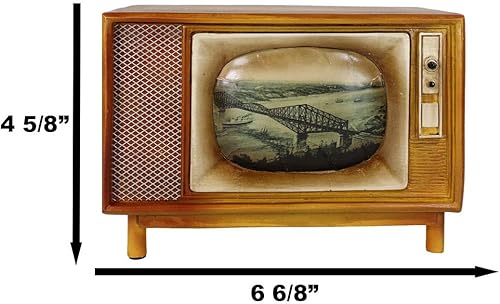 Miniatura 2 de Ebros Gift Juego de caja de televisión rectangular retro vintage de 6.75 pulgadas de largo, juego de caja de televisión con moneda de dinero, caja