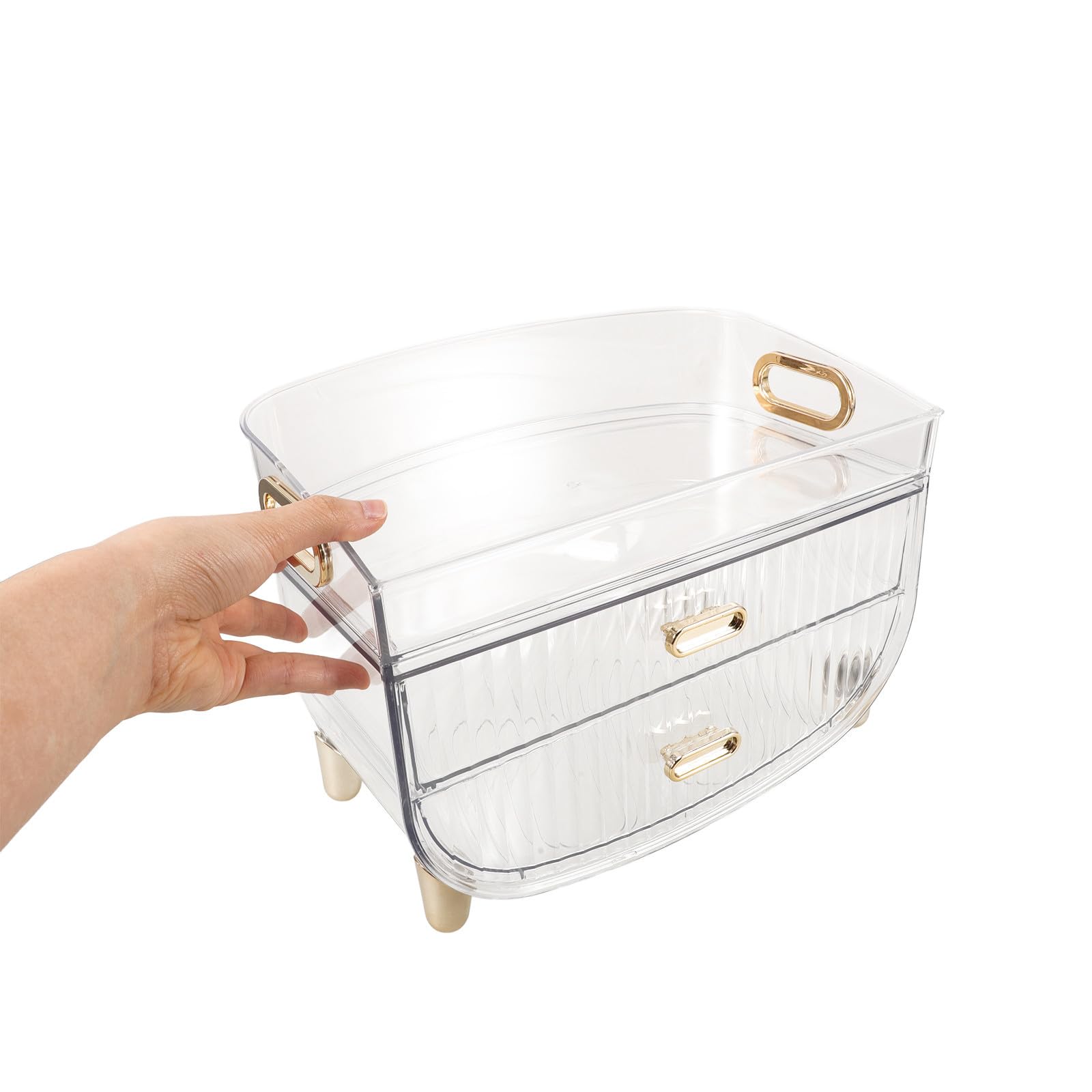 Organizer Cosmetici da Banco a 3 Livelli in Plastico con Cassetto