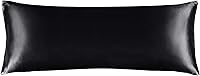BEDELITE Satin Body Pillow Cover 20x54" - Super Soft Cooling Pillowcase for Hair & Skin, Breathable Silky Black Cover