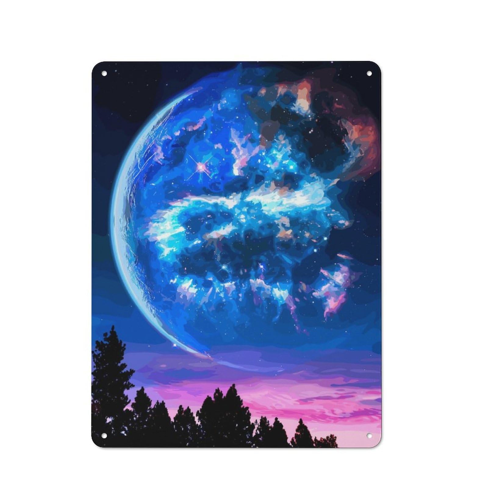Junmoney Planet Fantasy Retro Tin Wall Plaque 40X30cm Featuring For Garage Wall, For Vintage Wall Decor Fans, For Themed Room Decoration
