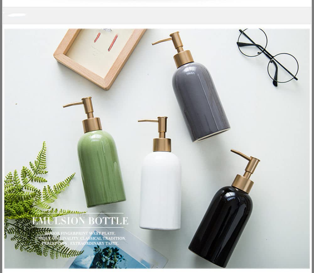 Soap Dispenser, Ceramiczny dozownik mydła w płynie, Vintage Lotion Gold Pump Butelka wielokrotnego napełniania do zlewu kuchennego Łazienka, Dekoracyjny dozownik mydła do rąk z porcelany seledynowej,(
