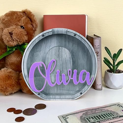 Miniatura 6 de Banco personalizado para niños, banco de nombres para niños, alcancía de madera, caja de dinero de madera para monedas, alcancía de madera, hucha de