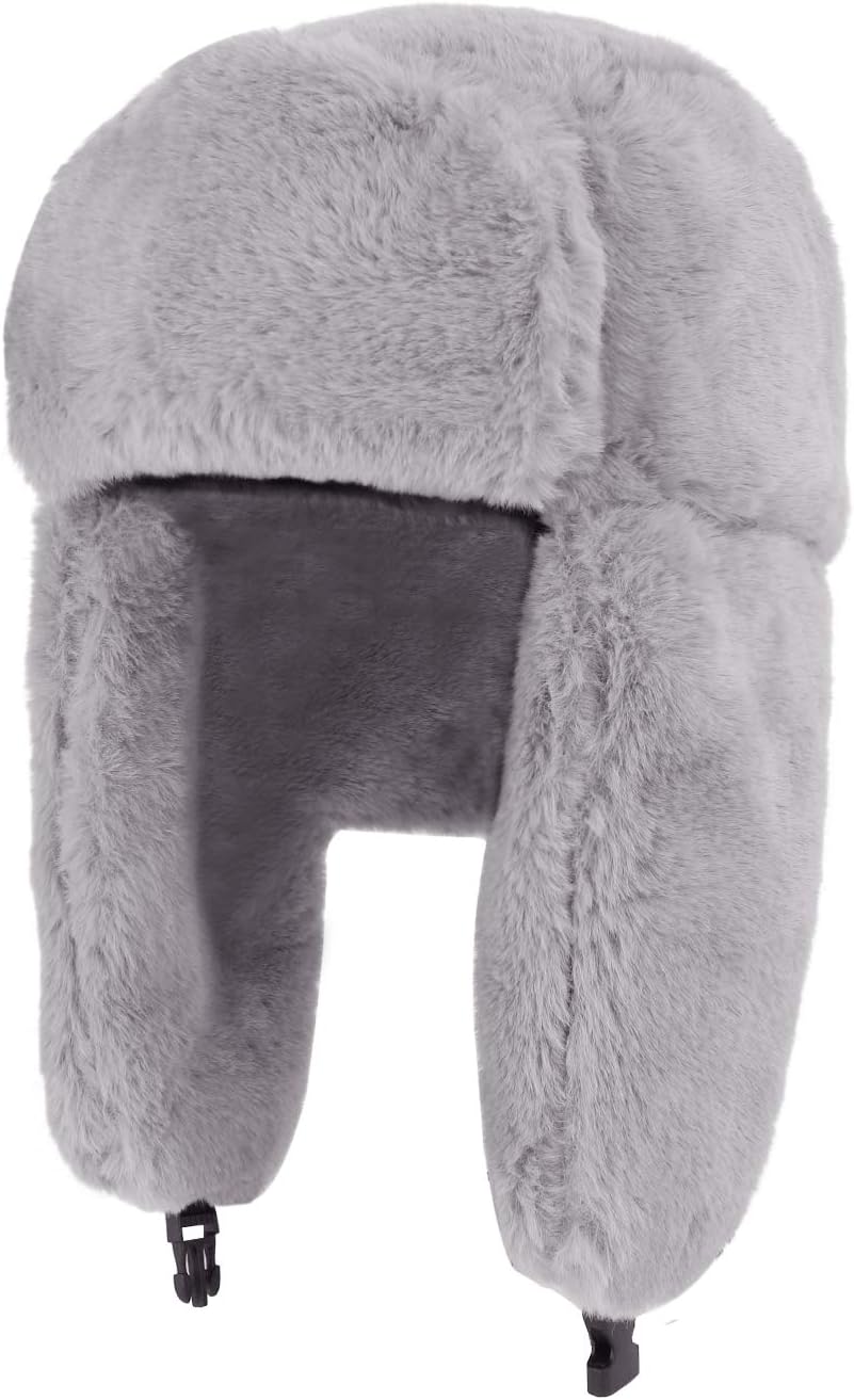 12-Pack Of Men's & Women's Trapper Hats - Plain Dark Mix Faux Fur Winter Warm Hats (One Size)