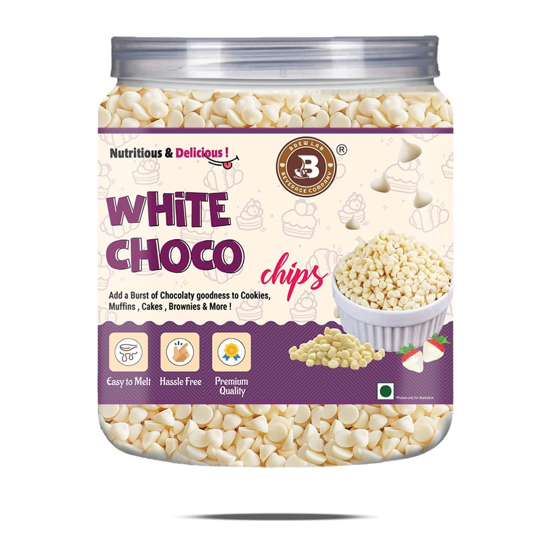 Brew Lab Chocolate Choco Chips - Topping And Decoration Candy For Ice Cream, Desserts And Baked Items Chocolate Mini Choco-Chips (White Choco)