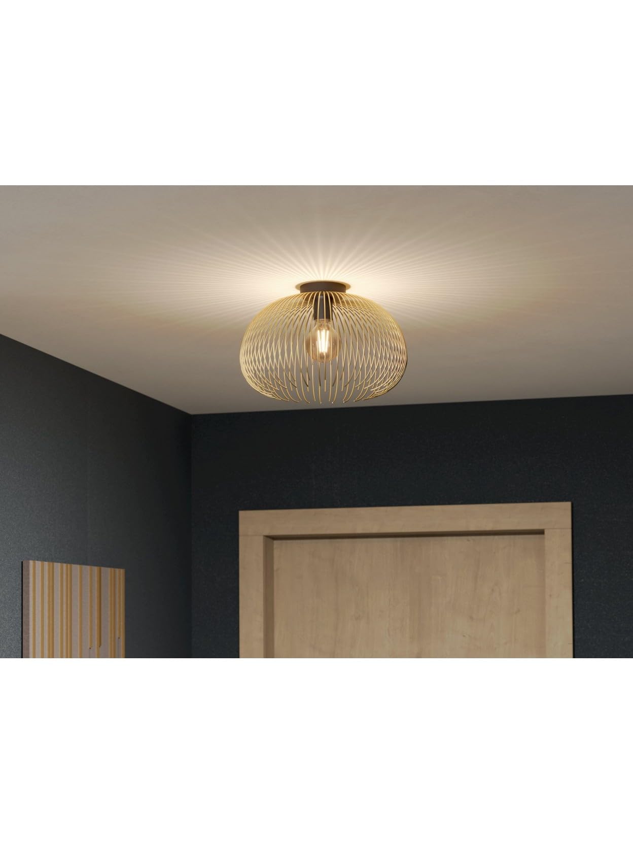 Generico Plafón de techo moderno diseño negro y dorado, 1 luz GL1648 para cocina, salón, salón, entrada, dormitorio, pasillo.
