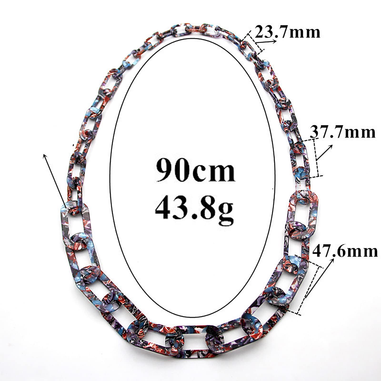 Collana lunga colorata a catena cubana in acrilico, da donna, versatile, alla moda, esagerata, alla moda, gioiello per ragazze bohémien
