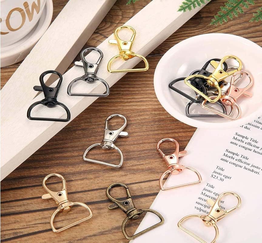Image of DIY Crafts 10 Sets, Silvery Bright, Swivel Clasps with D Rings Slide Buckles Set Lanyard Snap Hooks Keychain Clip Hooks D Keychain Rings Lobster Claw Cla (10 Sets, Silvery Bright)