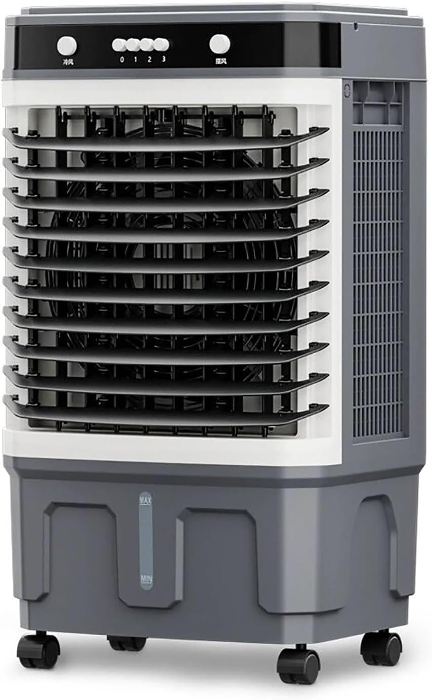 Indoor/Outdoor 80W Evaporative Air Cooler Fan, 3-in-1 Water Cooling Fan, 20L/30L/40L Water Tank, 3 Wind Speeds, Portable Industrial Spot Cooler(80x43x32cm/31x17x13in)