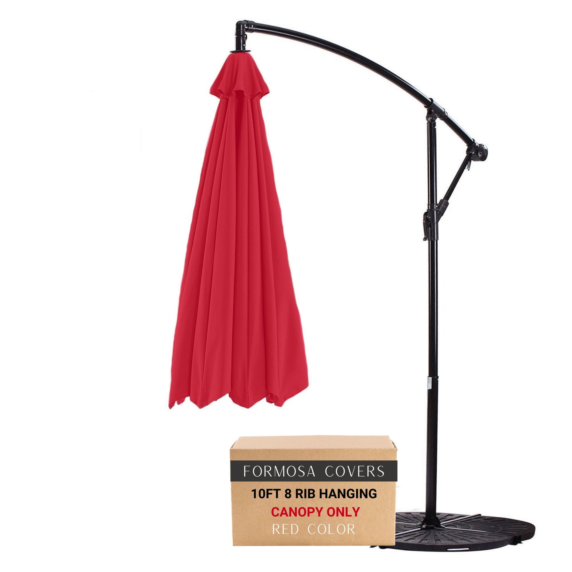 Formosa Covers Replacement Umbrella Canopy for 10ft 8 Rib Hanging Market Outdoor Patio Shades in Red Ribs Length 58