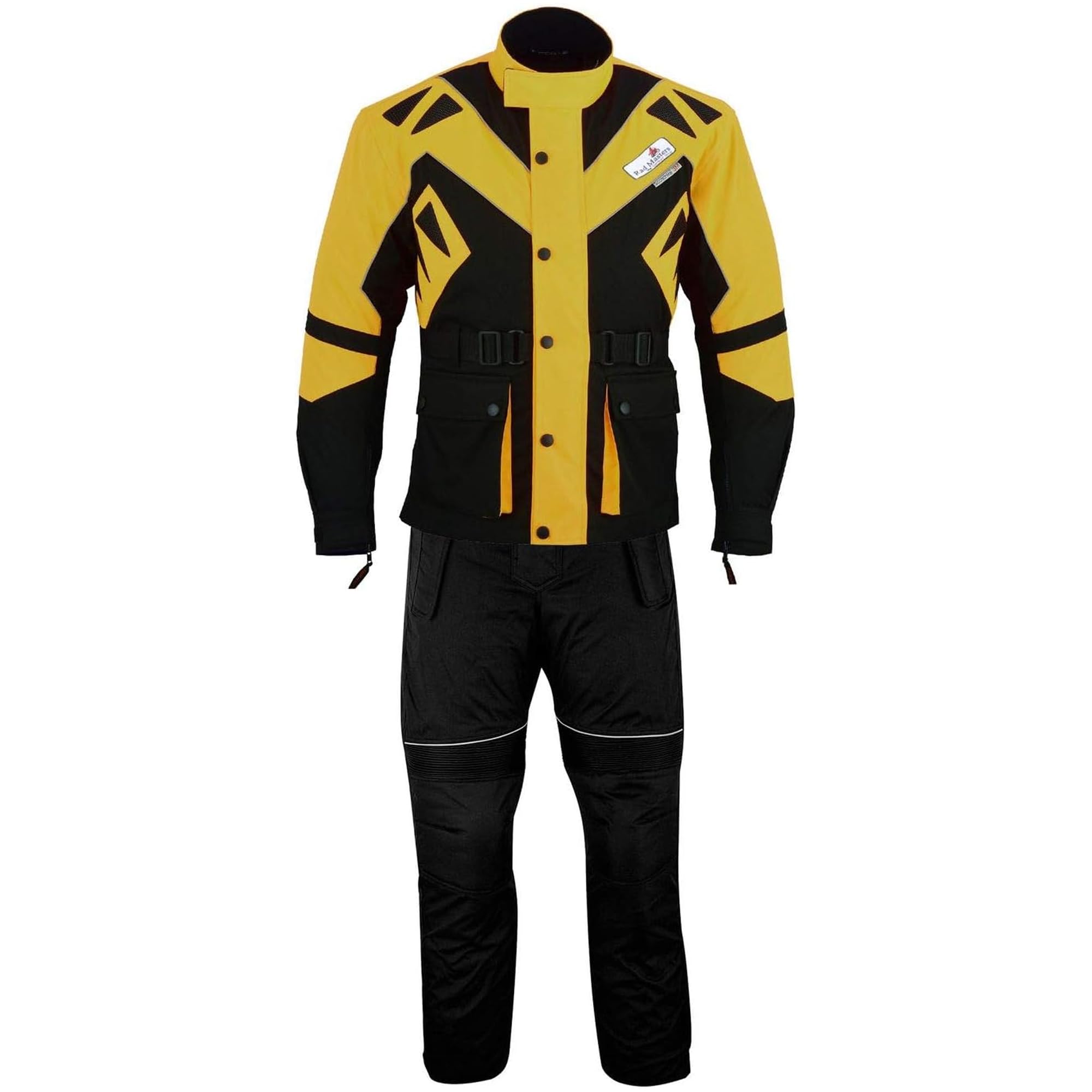 German Wear Motorradkombi Herren 2-teiler mit Protektoren Motorradanzug Textilien Motorradjacke & Motorradhose motorrad kleidung Gelb - 56