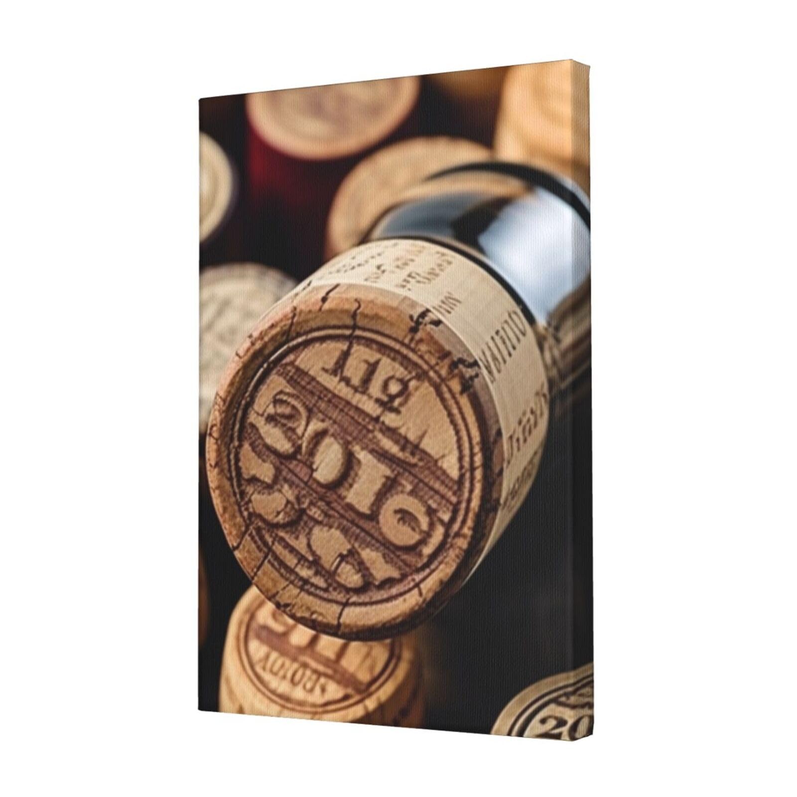 Wine bottle stopper with vintage Canvas Wall Art for Living Room Wall Decor 12"x18" Modern Artwork Painting Pictures Hanging Canvas Prints Aesthetic Wall Art for Bedroom Bathroom Office Wallart Decor