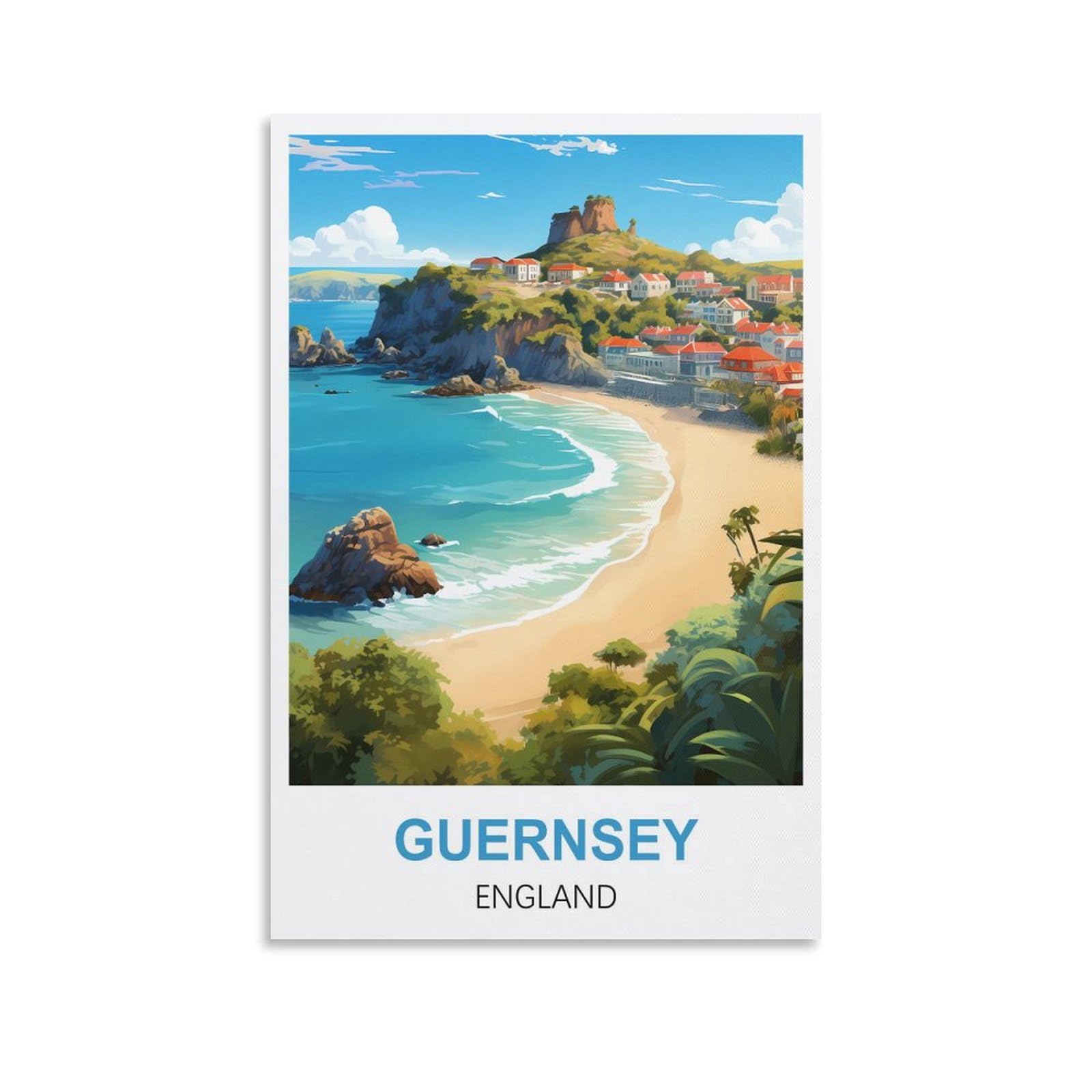 EZMLFA Diamond Art Kits Adults,Guernsey England,5D Dimond Picture, Crystal Gem Art Crafts for Boys Girls, DIY Mosaic Creations Set for Home Decor 30x40cm