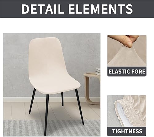 Miniatura 3 de Paquete de 2 fundas de terciopelo para sillas de comedor, lavables, extraíbles, de mediados de siglo, modernas, curvas, sin brazos, para decoración