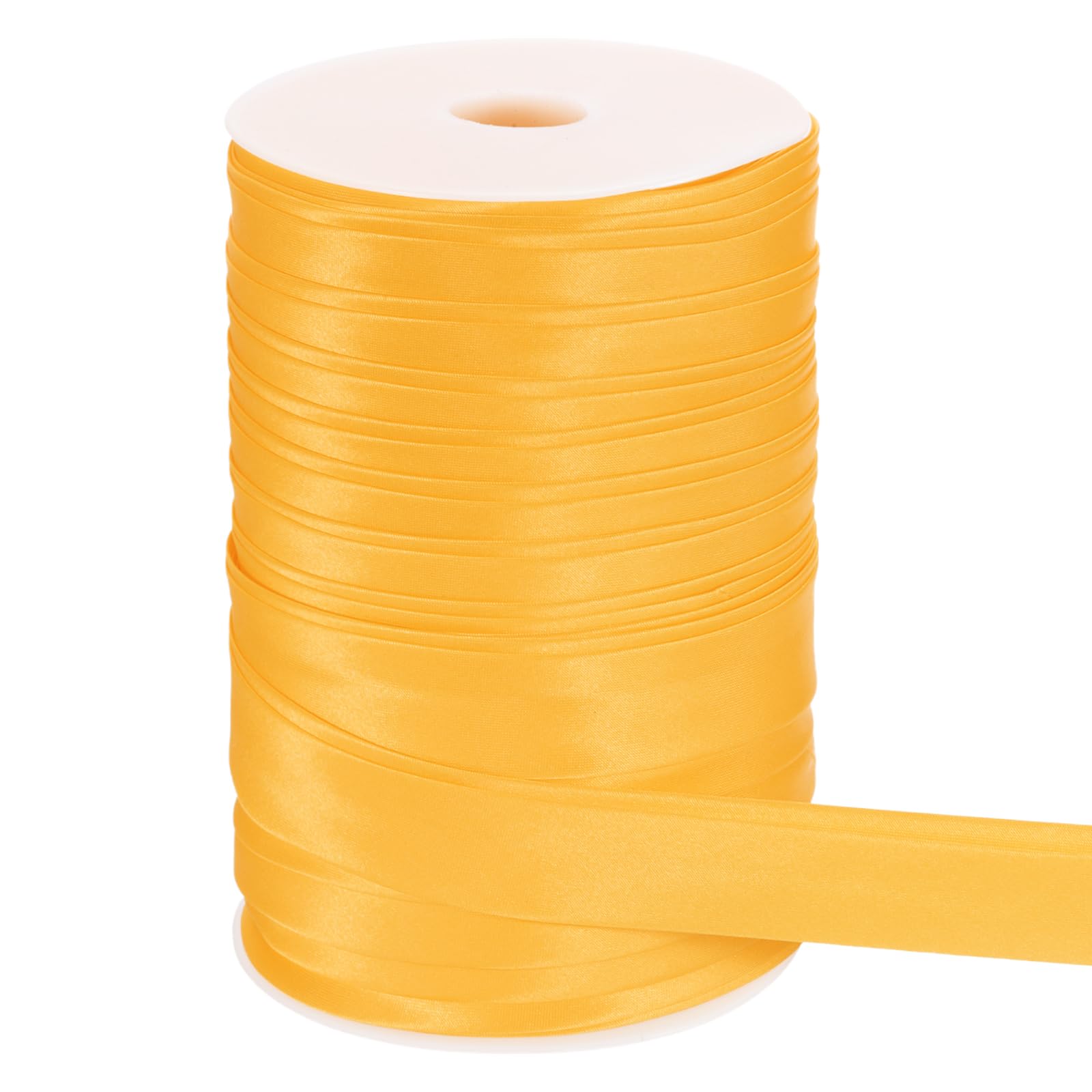 Ruban de biais en satin jaune double pli de 2,5 cm pour customiser vos coussins et nappes
