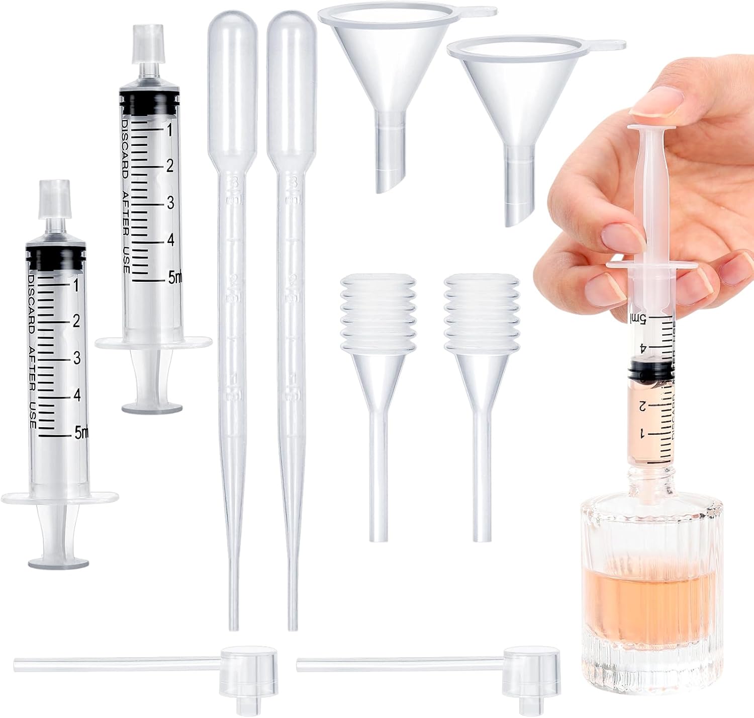 10pcs Perfume Refill Tool Kit,Plastic Perfume Dispenser Transfer Tools,Travel Refill Tool Set for Liquid Cologne Fragrance Sample Essential Oils