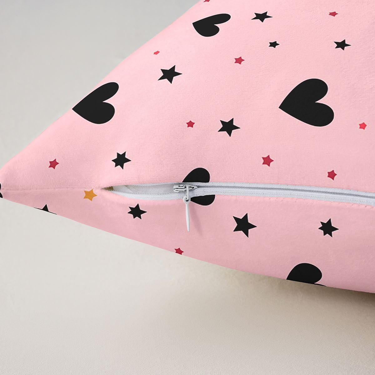 Castle Fairy Cute Heart Kids Throw Pillow Cover,Star Polka Dots Pillow Case,Modern Chic Bed Couch Sofa Cushion Cover,Dark Pink Home Decor,2 Pack 24"x24" image 5