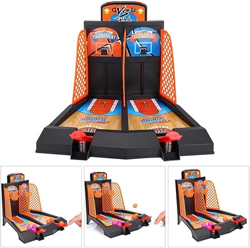 Miniatura 3 de Alomejor Juego de disparos de baloncesto para 2 jugadores, mesa de escritorio, juegos de baloncesto, juegos clásicos de arcade, juego de aro de