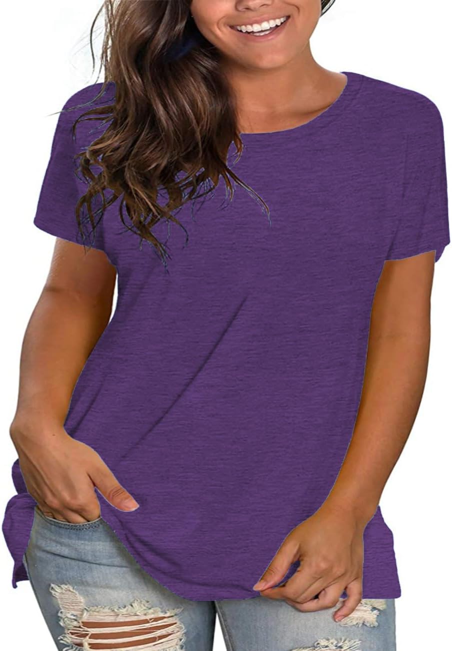 Plus Size Summer T Shirts Women Tops Short Sleeve Round Neck Casual Loose Fit Tee Tshirts Tunic - Image 2