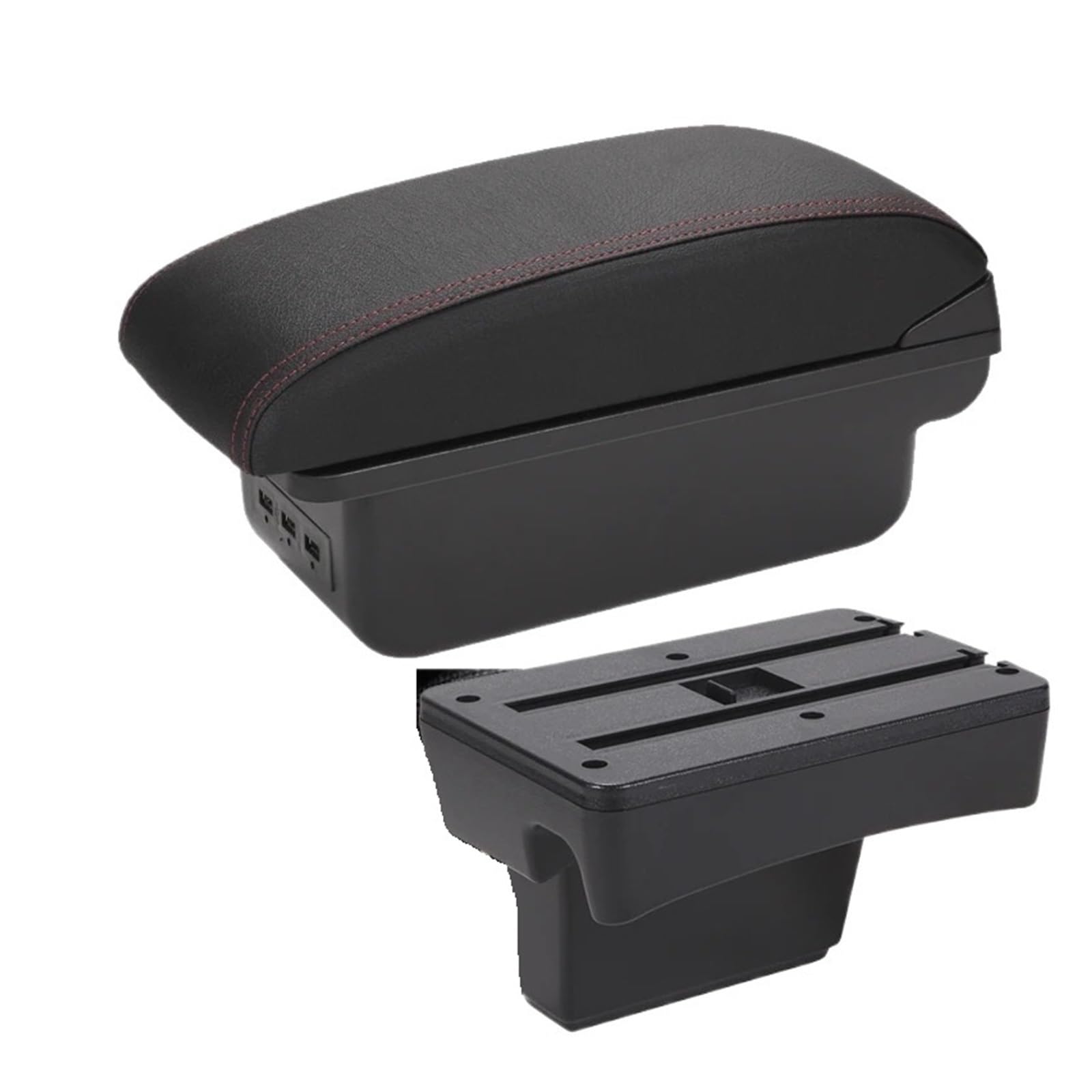 Hguvsjd Armrest Box For Peugeot 307 CC Armrest Convertible Storage Box Interior Retrofit Dedicated Car Armrests(B Black red 3USB)
