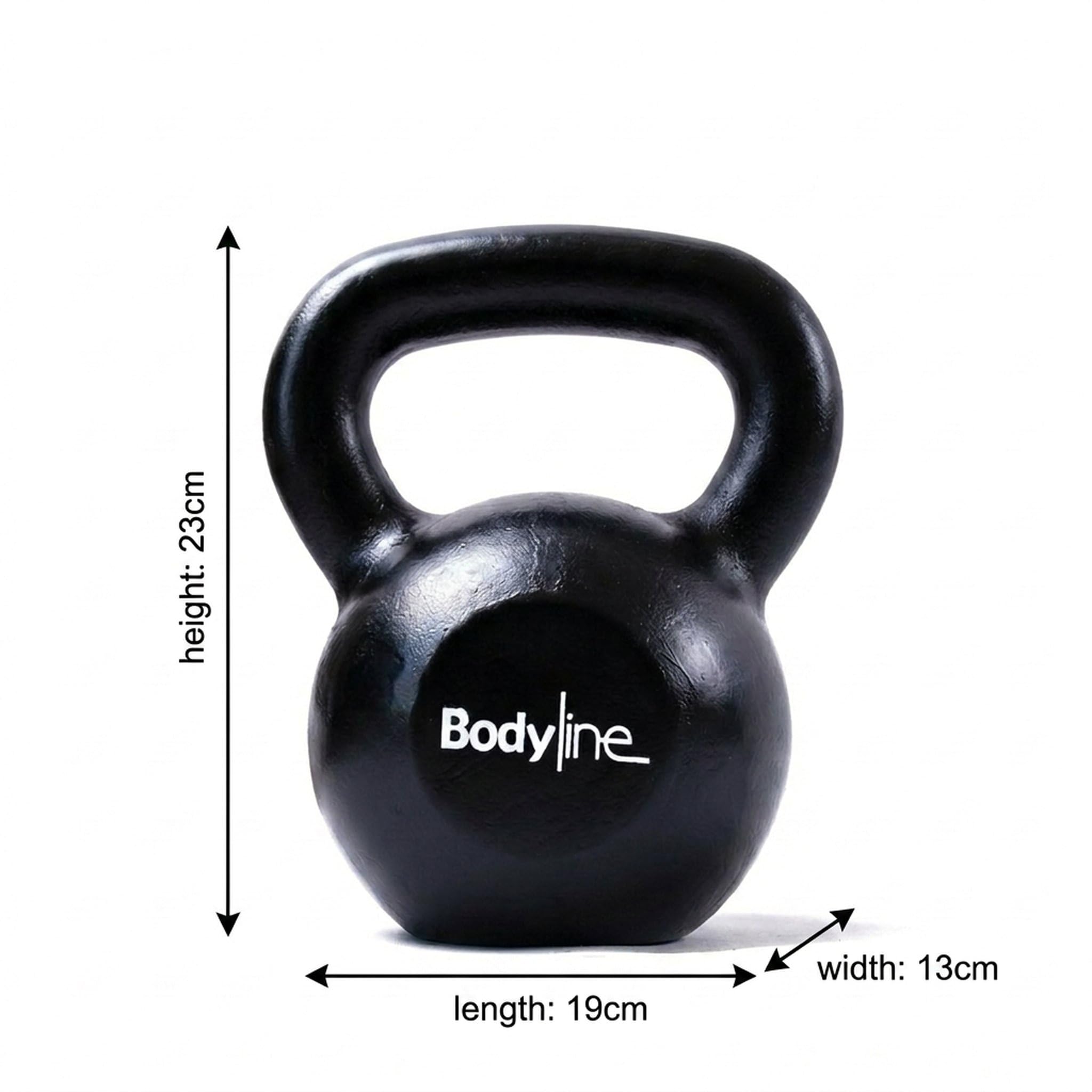 Pesas rusas Bodyline de hierro fundido de 16 kg, mancuernas rusas profesionales para entrenamiento funcional, gimnasio y acondicionamiento físico en casa con agarre ergonómico