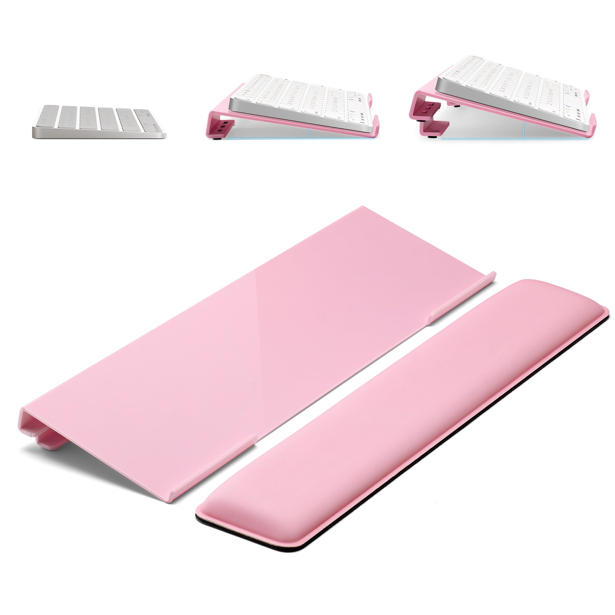 Computer Keyboard Stand for Desktop 2-Level Height Adjustment Keyboard Wrist Rest Non-Slip Key Board Riser Pad for Office