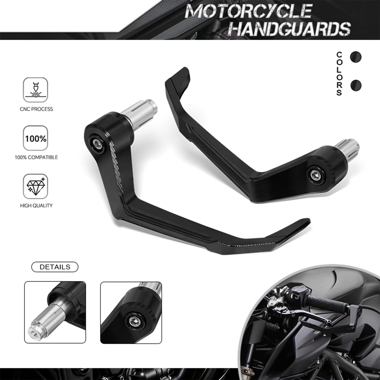 CNC Motorrad Hebelschutz Für R7 R1 CBR400RR CBR500RR CBR600RR CBR1000RR S1000RR MT09 Ninja500 Z900 ZX6R ZX10R Z650 GSXR600/750/1000 GSX-8R GSXS950 Schwarz