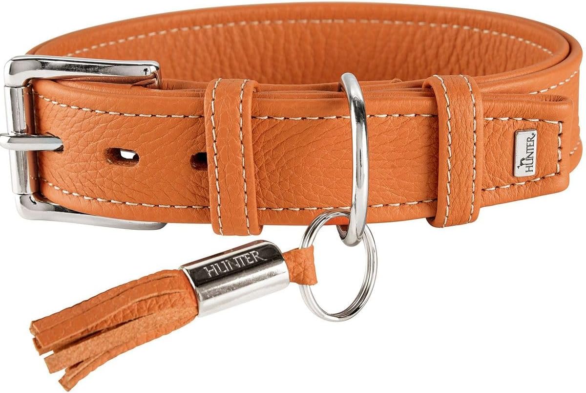 HUNTER Cannes Leather Collar, 70 cm, Orange