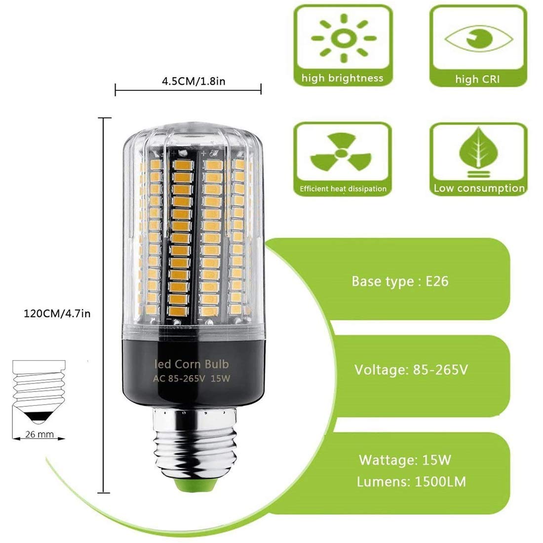 Bombillas LED Tipo Maíz Bombillas LED De 15 W E26 / E27 Bombillas LED Tipo Maíz 1300 LM 156 LED 5736 SMD Blanco Superbrillante 6000 K (Equivalente A 200 Vatios),E14,20W