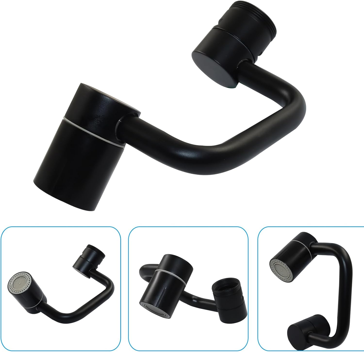 1 Pack 1080° Sink Faucet Aerator Extension, Swivel Faucet Extender Rotatable Bathroom Kitchen Faucet Extender, Adjustable Robotic Arm Universal Sink Faucet for Toddlers Kitchen Bathroom(Black)
