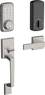 Zomoss Keyless Entry Door Lock Handle Set, Front Door Electronic Keypad Deadbolt Knob Lever Set, Auto Lock, 20 User Codes, 1 Touch Locking, Satin Nickel