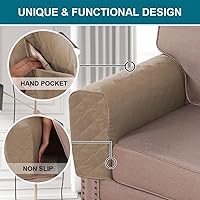 Vista 5 de Fundas impermeables para reposabrazos para sillas reclinables y sofás, fundas antideslizantes con bolsillo lateral, protector de brazo