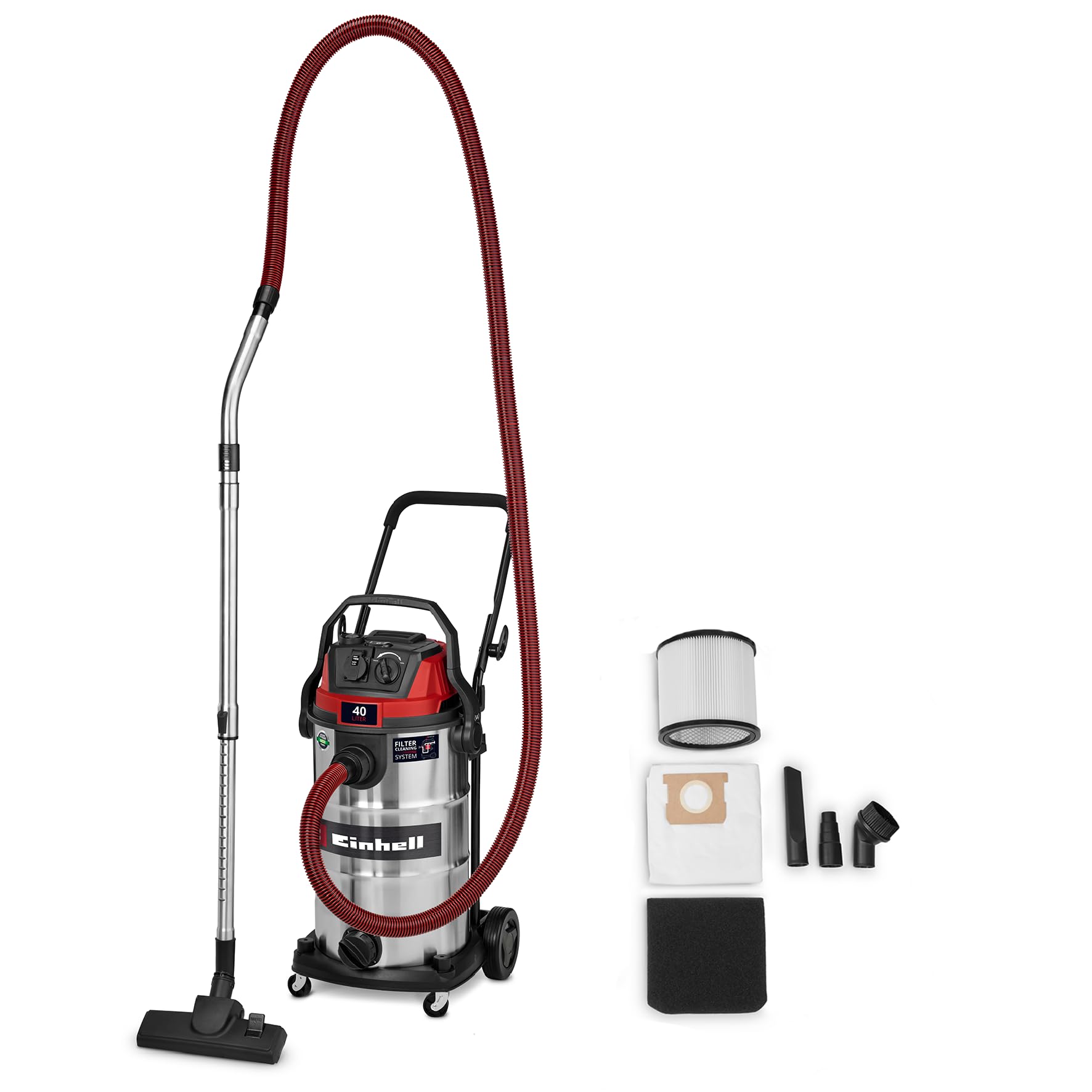 Einhell Nass-Trockensauger TE-VC 4090 SACL (1150 W, 225 mbar Saugleistung, 40 L Behälter, Staubschutzklasse L, HEPA-Filter, Filterreinigung, Automatiksteckdose, inkl. Zubehör)