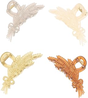 فوميز. 4 قطع من مشابك الشعر على شكل قمح، مشابك شعر مزخرفة، مشابك شعر مزخرفة، حامل شعر، مشابك شعر مخلبية للشعر الكثيف، مشابك شعر مخلبية كبيرة من البلاستيك