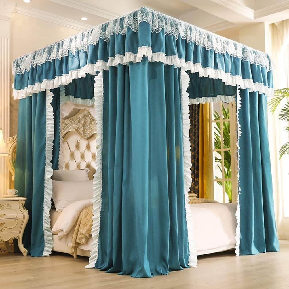 Baldaquin de lit à 4 Montants d'angle, Rideau de lit superposé Princesse avec moustiquaire, décoration de Chambre de Luxe