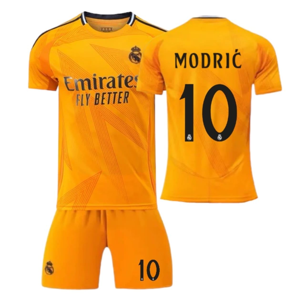 24/25 New Season Real Madrid Away MODRIC #10 Football Kits, Fans Football Jersey Real Madrid New luka modrić kit with Shorts, Kids And Youth Size. 6-7 Years Orange