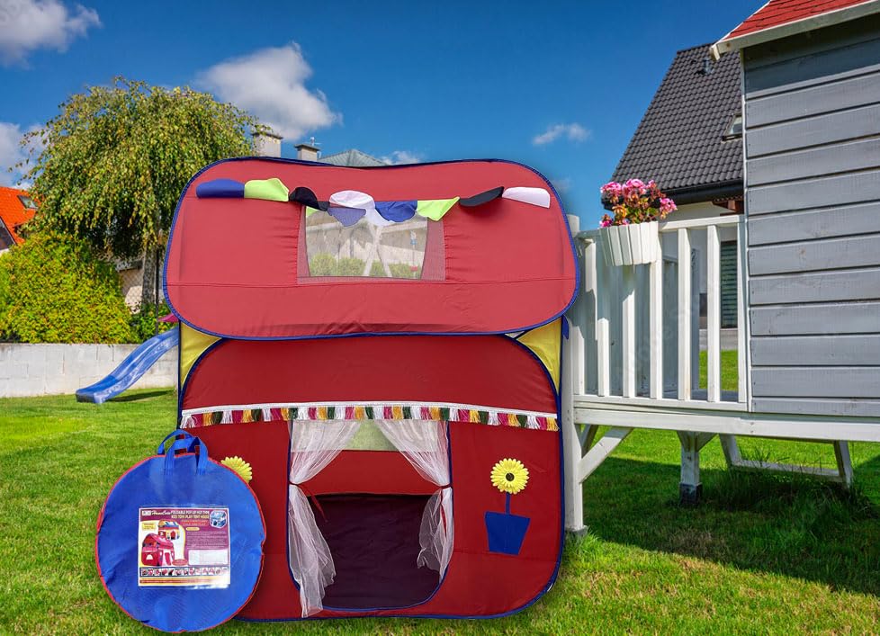 Image of Homecute Foldable Pop Up Hut Type Kids Toys Jumbo Size Play Tent House for Boys and Girls (Big Size Red)
