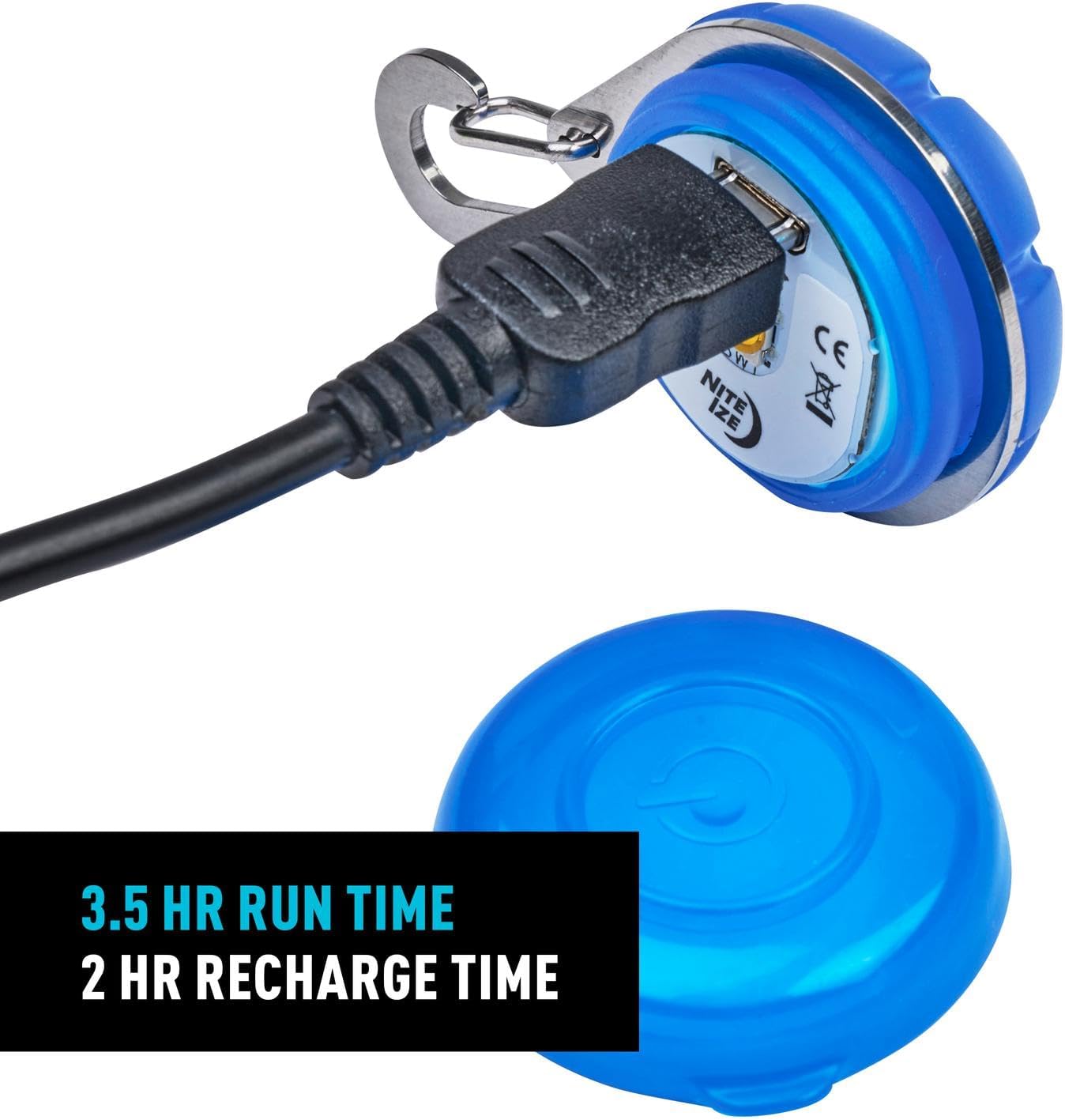 Nite Ize SpotLit Rechargeable Collar Light - 3.5-Hour Runtime - Harness & Dog Collar Light for Walking, Hiking & More - Weather-Resistant Construction for Busy Streets & Big Backyards - Blue