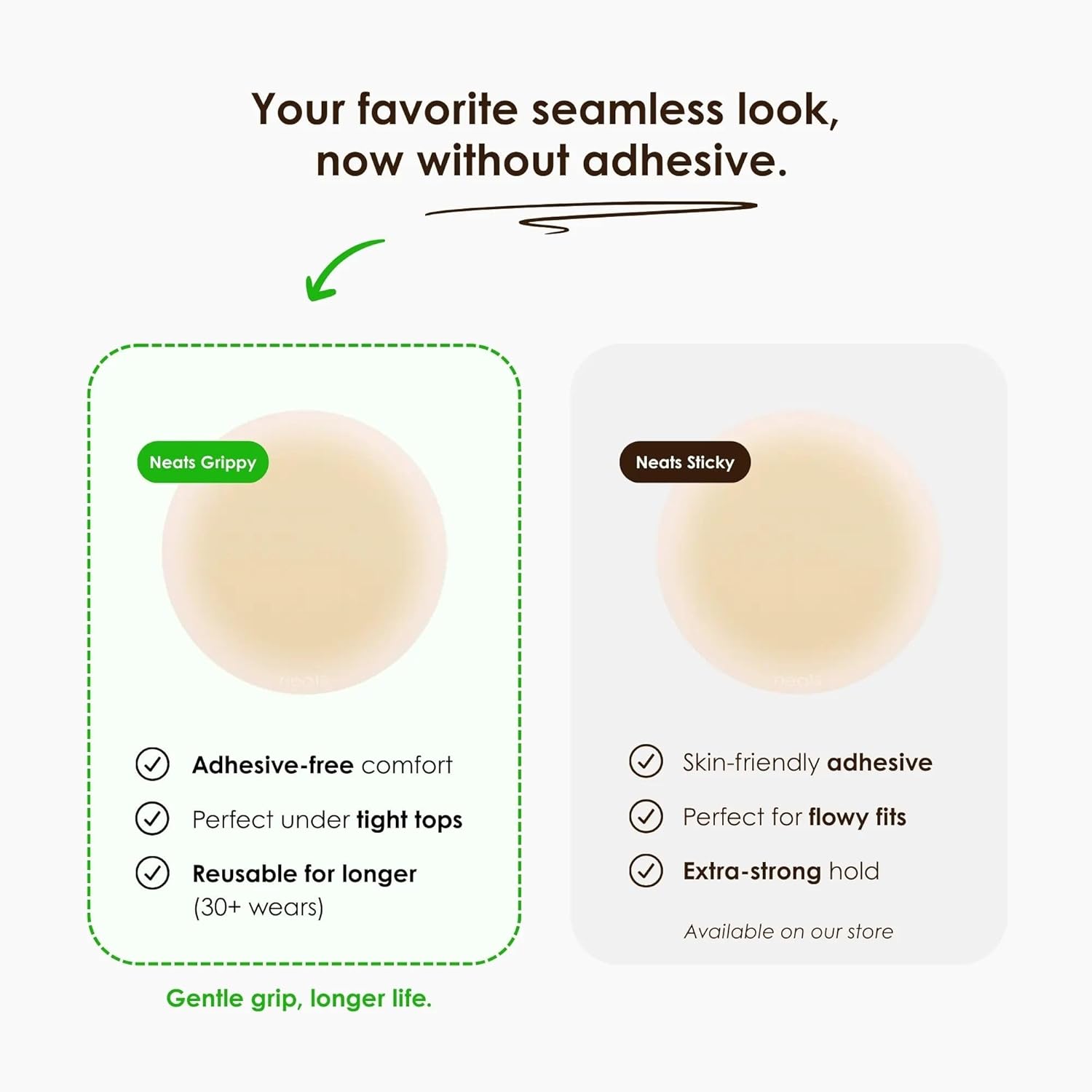 NEATS Grippy Nipple Covers for Women, Reusable Hypoallergenic Silicone Pasties, Non-Adhesive, Invisible No-Show Breast Cover - Image 4