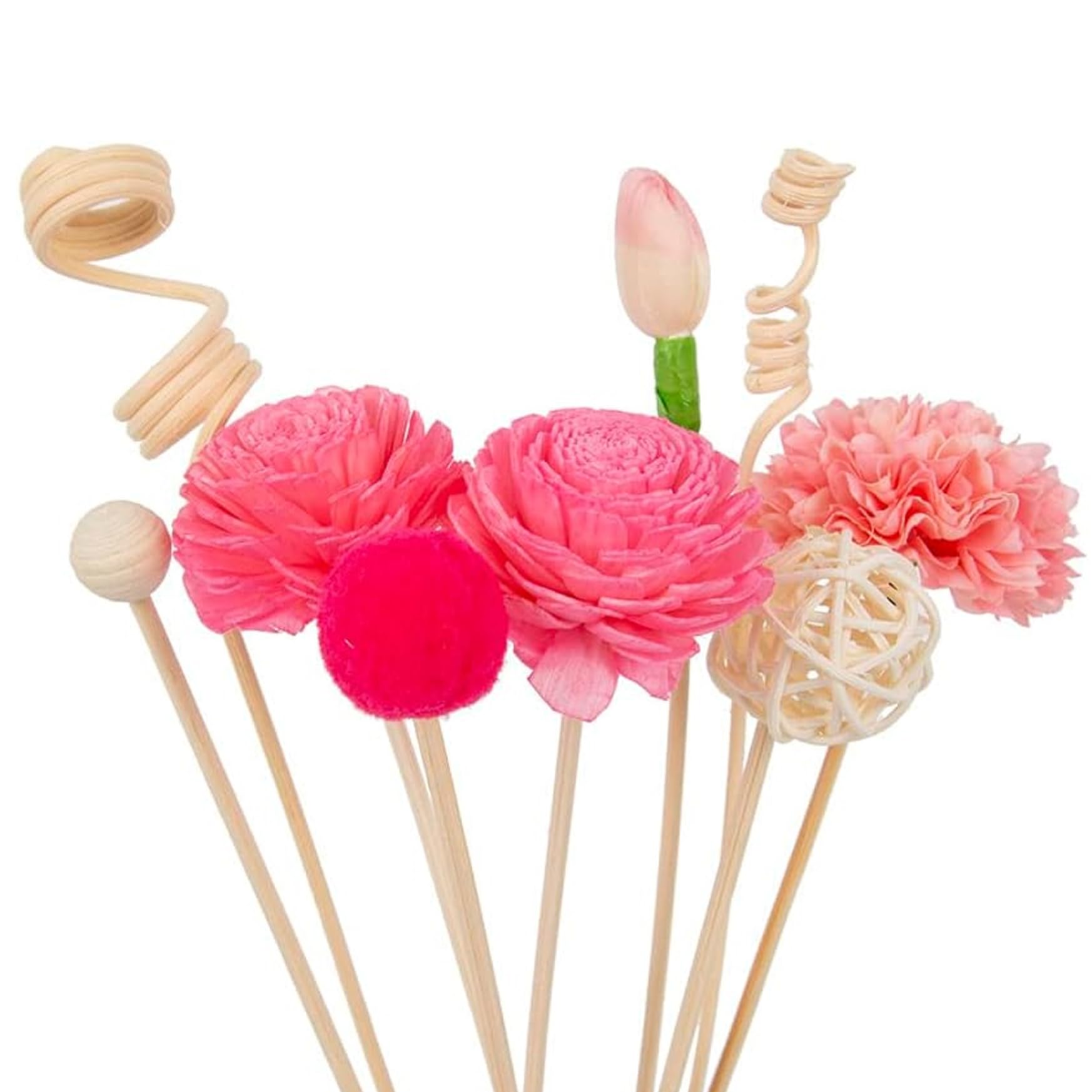 CAKEEYUM Flower Diffuser Sticks 7Pcs Artificial Flower Rattan Diffuser Sticks for Home Office Bathroom Decor