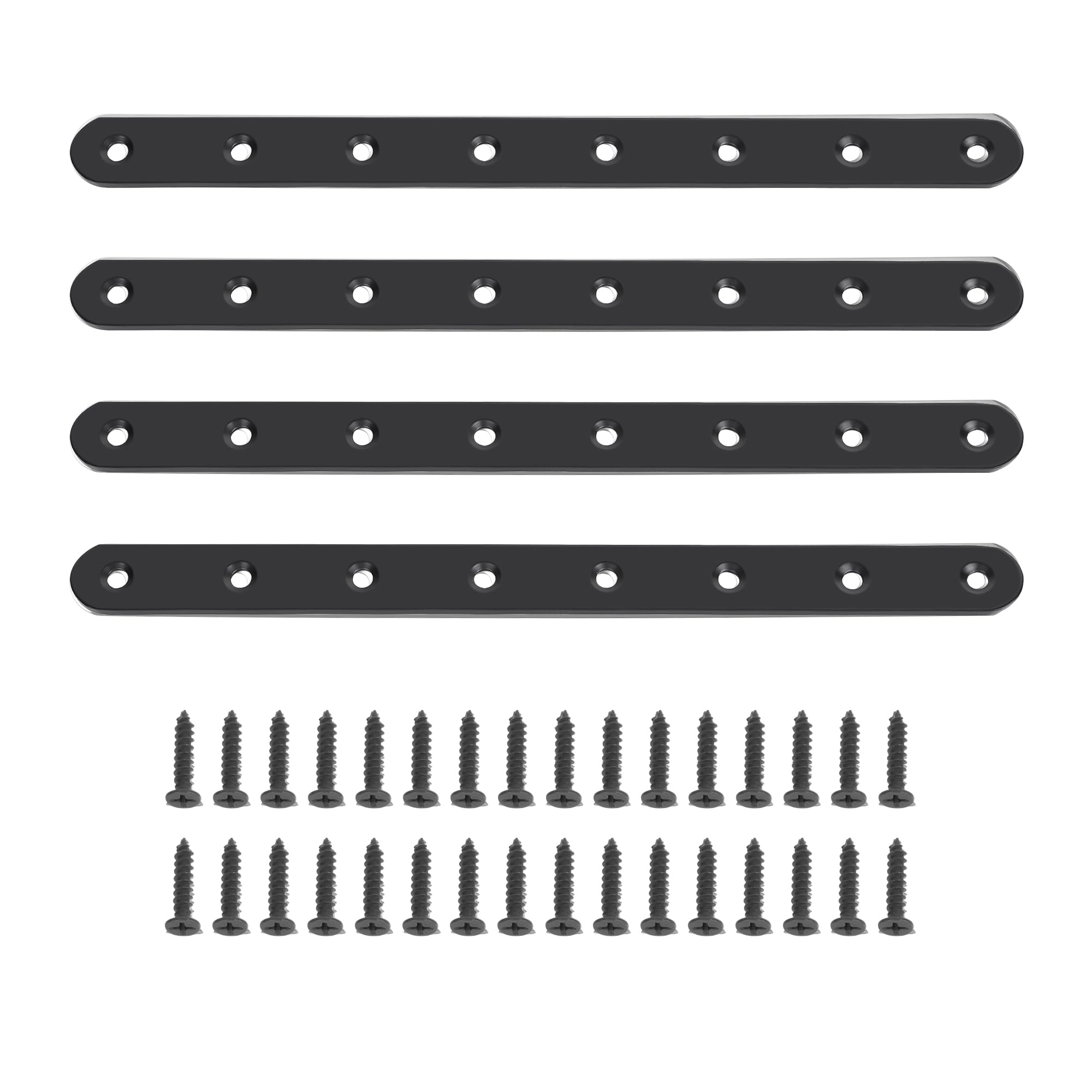 Sayayo Metal Brackets for Wood Mending Joining Plates Flat Straight Brace Sleeper Brackets, 4MM Thickened Stainless Steel Matte Black, 4PCS (250 X 19MM) — image 1
