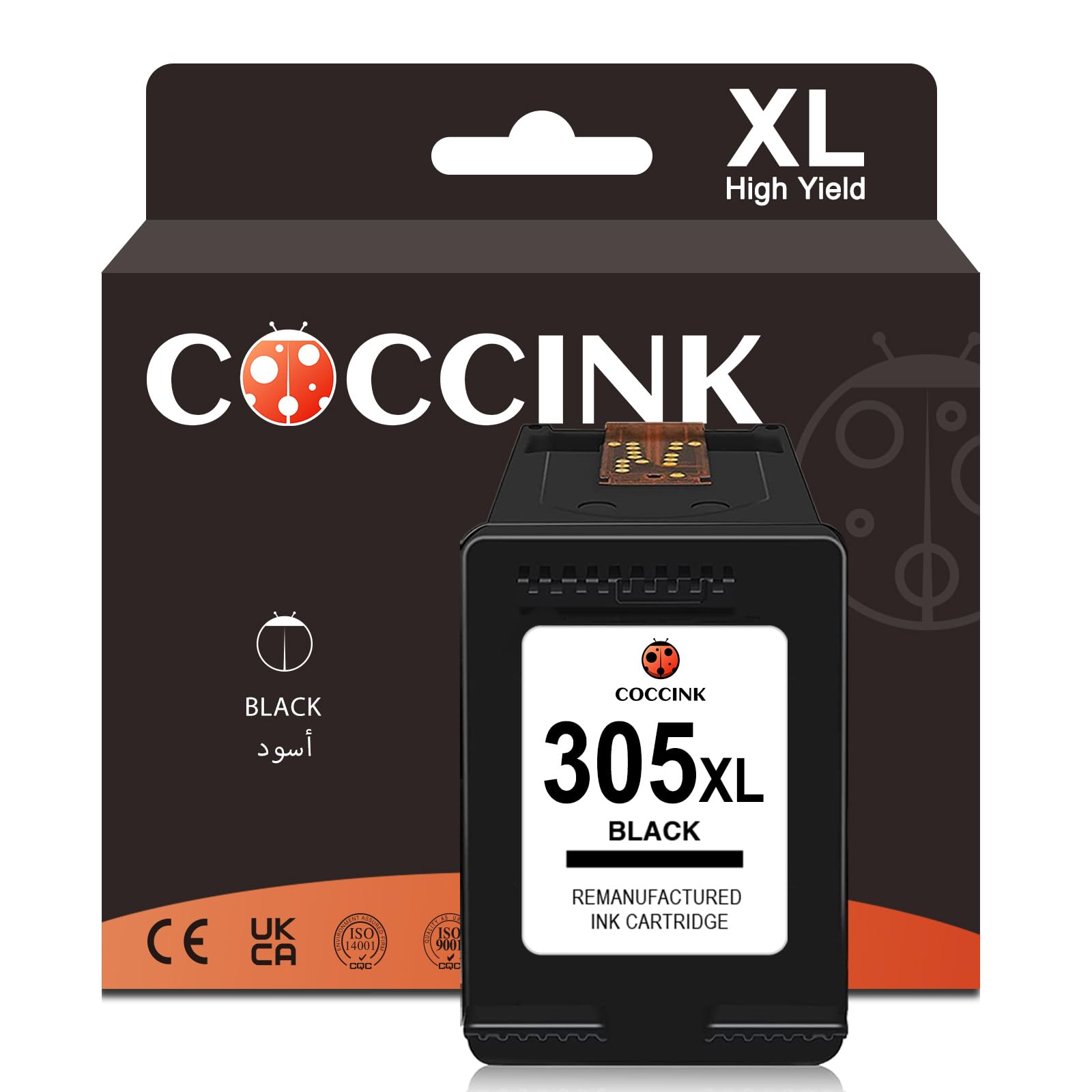 COCCINK 305XL Black Ink Cartridge for HP 305 Ink Cartridge for HP DeskJet 2300 2700 2730 2810e 2820e 2825e 2827e 2842e 4134 4220 4227e Envy 6010 6020 6022 Printer Ink Replacement Black High Yield