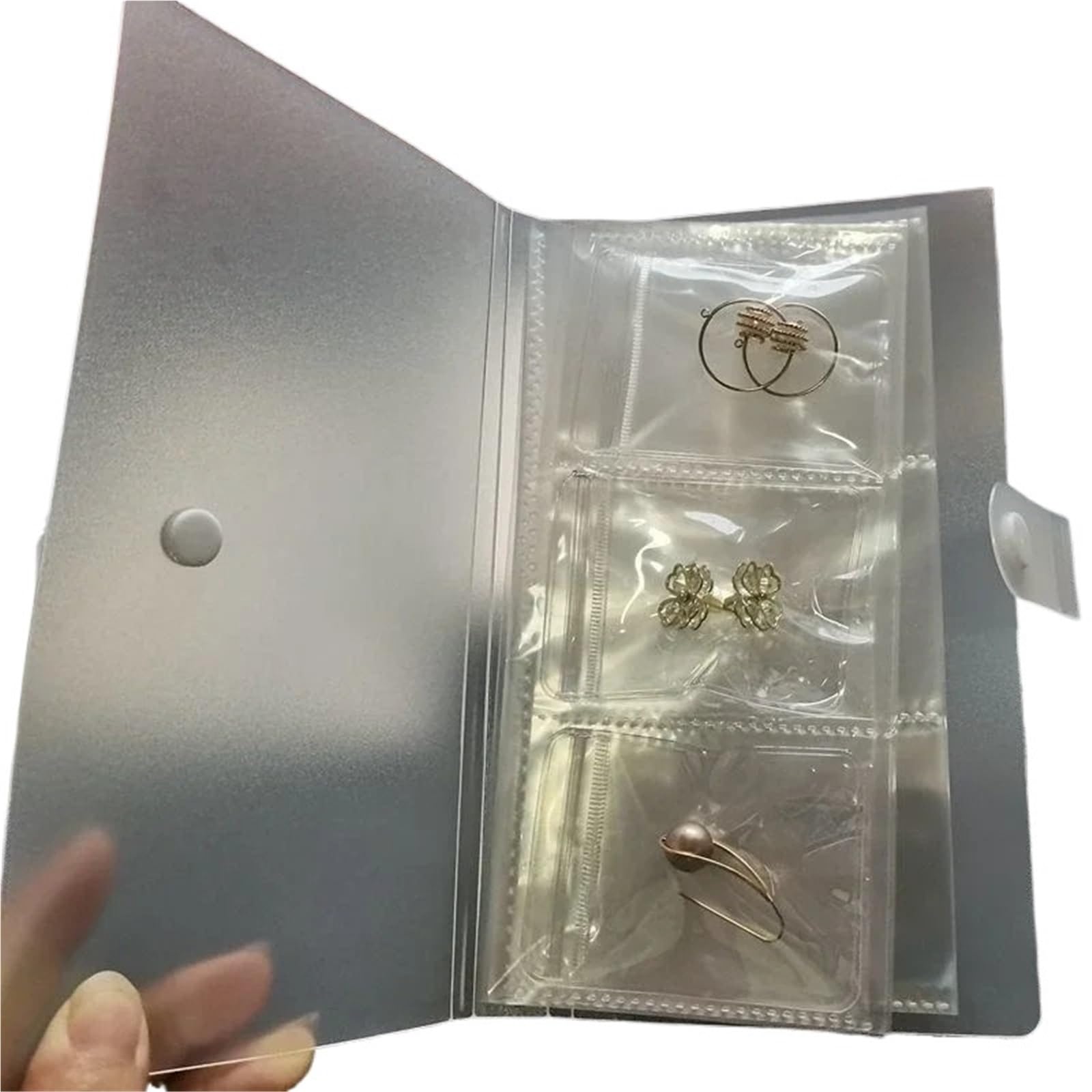 UBOHUZ Jewelry Storage Albums Desktop Drawer Organizer BoxesTransparent Necklace Bracelet Ring Book Holder Bag for Travel Necklace(Color1)