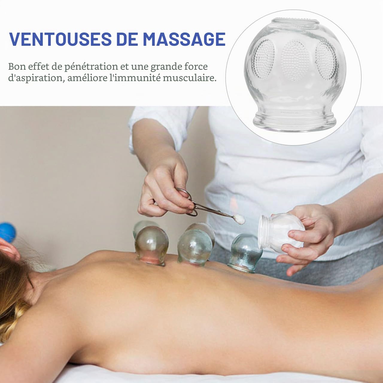 Healifty Ensemble De 6 Ventouses De Massage En Verre 2.36 X 1.89 Pouces Pour Thérapie Hijama Soulagement Musculaire Et