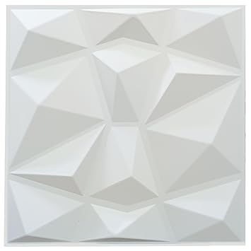 Kayra Decor 3D Wall Panel PVC Diamond Design, White, 19.7