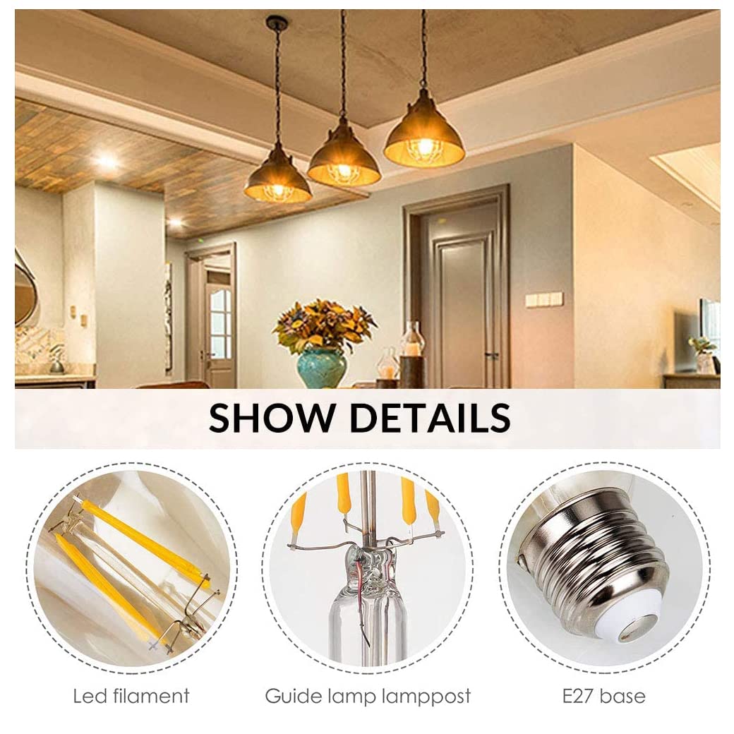 Hsthe Sea Vintage LED Edison Bulb, Dimmable 6W E27 Retro Light Bulb - Image 3