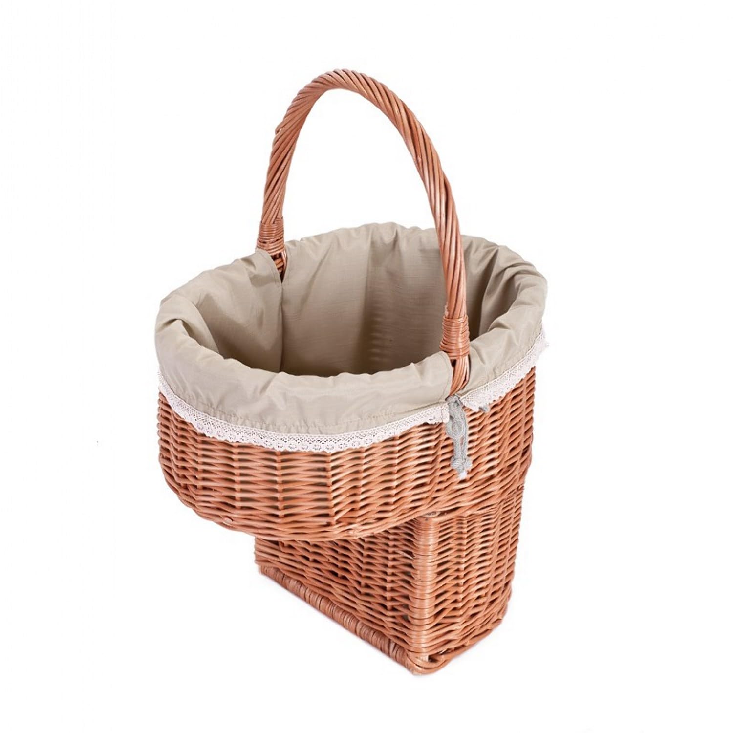 E-Wicker24 Alles Aus Weide Natural Wicker Stair Basket For Staircase Storage Woven Seagrass Organizer With Handles And Lid For Home Decor Laundry Shoe Toy Blanket And Kitchen Accessories