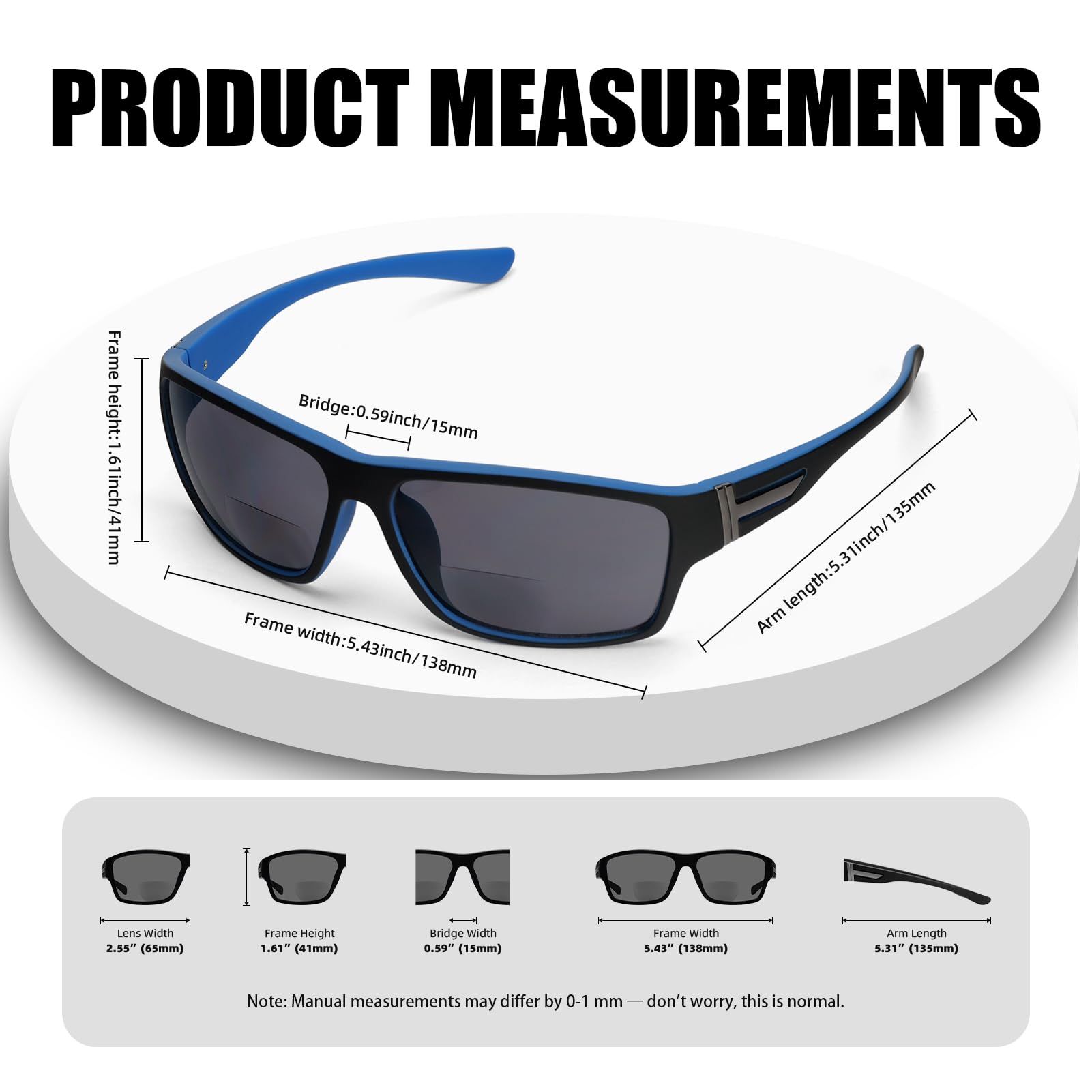 2 Pack Bifokale Sonnenbrille für Herren mit integrierten Lesegeräten, TR90 Rahmen UV400 Schutz für Outdoor-Sportarten