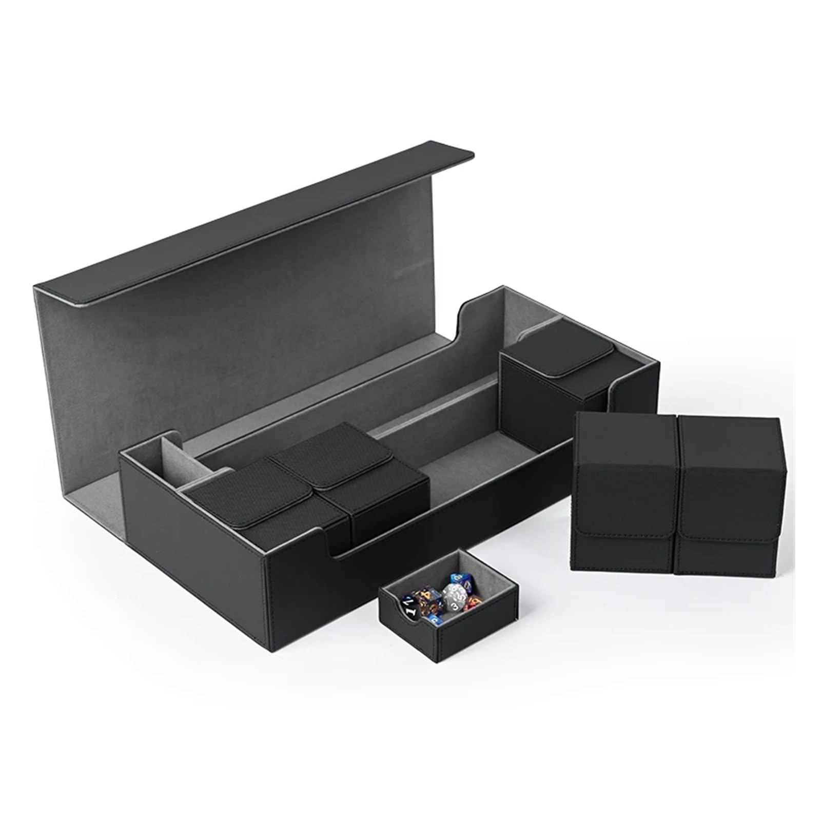 Porta Deck Scatola porta carte con 5 mazzi, può contenere fino a bustina singola(Black-Gray)
