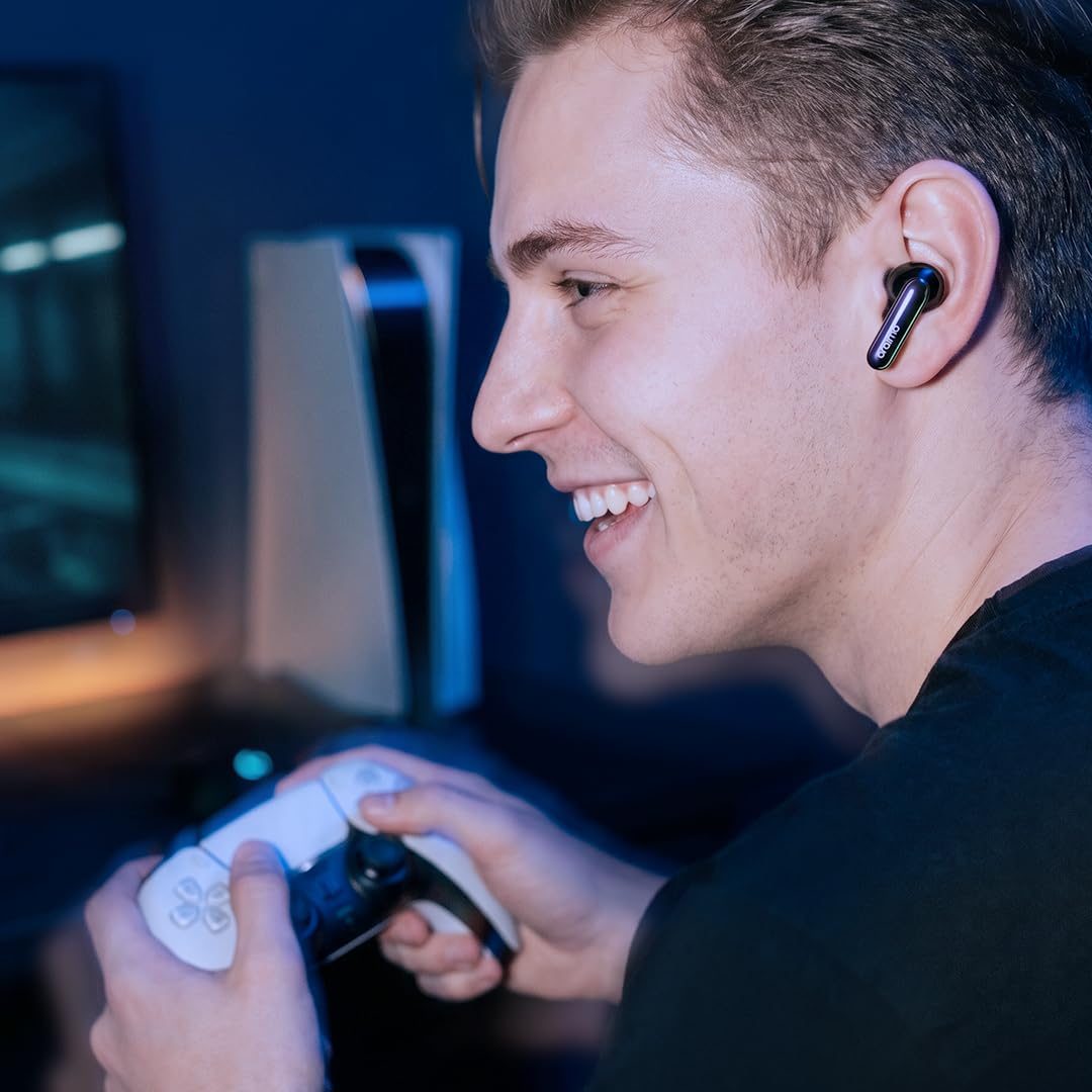 Oraimo SpaceBuds - Écouteurs Bluetooth sans Fil, Réduction de Bruit Active ANC Hybride 50dB, Autonomie 40h, Écouteurs Intra Auriculaires Basse Latence Jeu, 6 Micros Appel Clair, IP54 - Space Grey